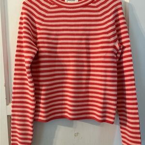 Banana Republic Red and Light Pink Striped Sweater